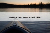 江网站优化公司？ 网站优化公司实力排名？