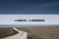 seo基础认知，seo基础视频教程