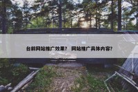台前网站推广效果？ 网站推广具体内容？