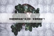 甘肃数据网站推广多少钱？ 甘肃网络推广？