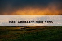 网站推广主要做什么工作？ 网站推广有用吗?？