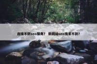 连接不到seo服务？ 新网站seo搜索不到？