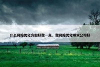 什么网站优化方案好做一点，做网站优化哪家公司好