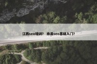 江西seo培训？ 南昌seo基础入门？