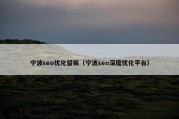 宁波seo优化留痕（宁波seo深度优化平台）