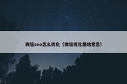 微信seo怎么优化（微信优化是啥意思）