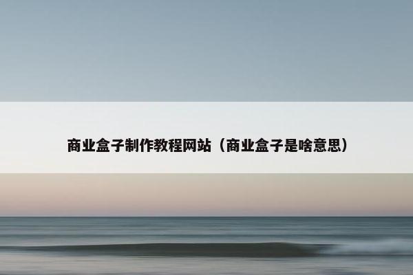 商业盒子制作教程网站（商业盒子是啥意思）