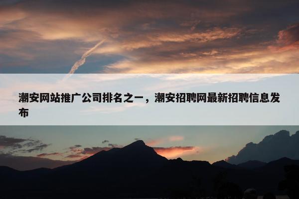 潮安网站推广公司排名之一，潮安招聘网最新招聘信息发布