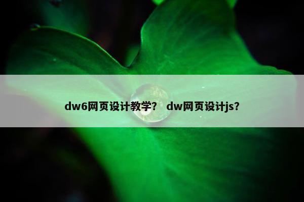 dw6网页设计教学？ dw网页设计js？