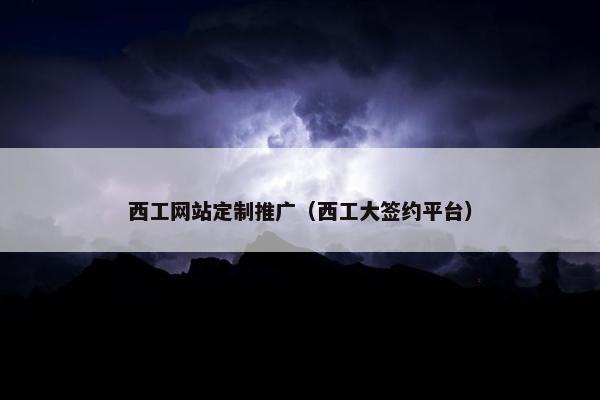 西工网站定制推广（西工大签约平台）