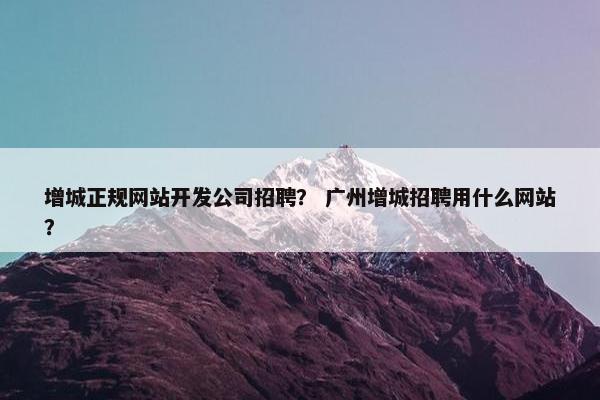 增城正规网站开发公司招聘？ 广州增城招聘用什么网站？