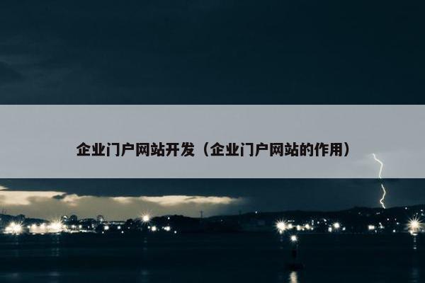 企业门户网站开发（企业门户网站的作用）