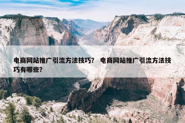 电商网站推广引流方法技巧？ 电商网站推广引流方法技巧有哪些？