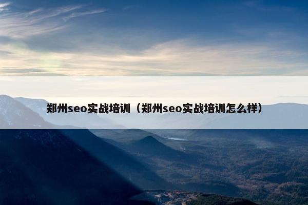 郑州seo实战培训（郑州seo实战培训怎么样）