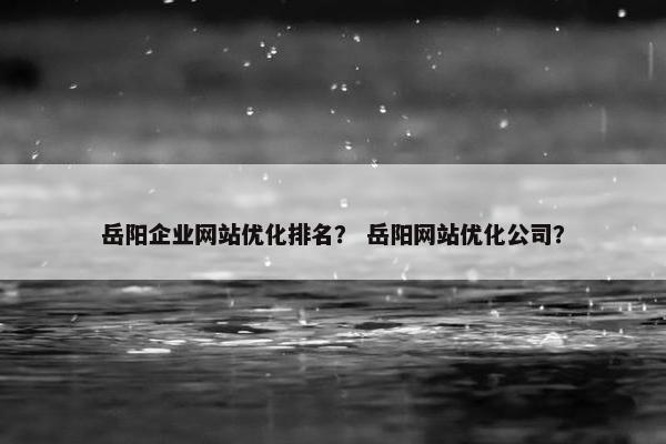 岳阳企业网站优化排名？ 岳阳网站优化公司？