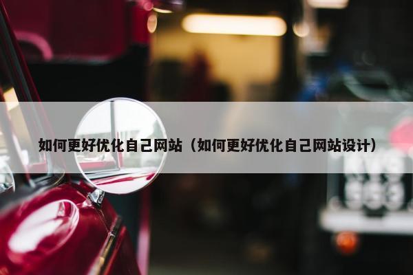 如何更好优化自己网站（如何更好优化自己网站设计）