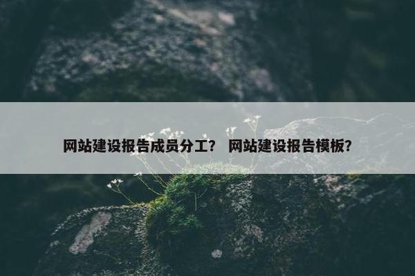 网站建设报告成员分工？ 网站建设报告模板？