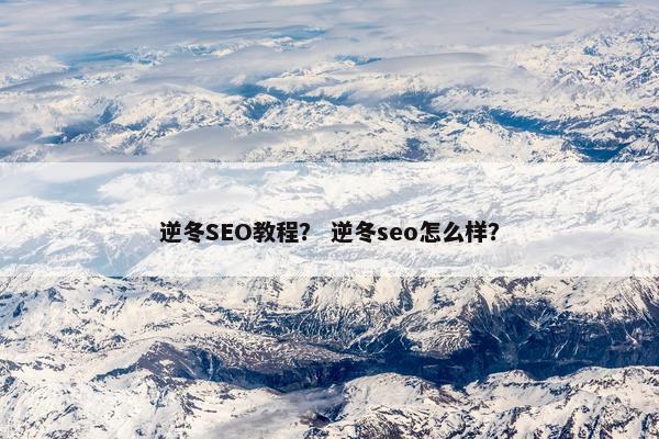 逆冬SEO教程？ 逆冬seo怎么样？
