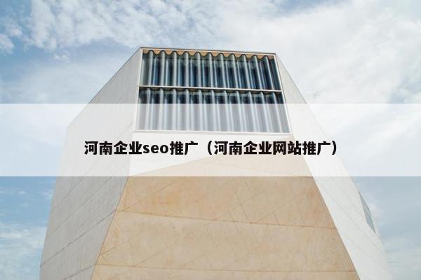 河南企业seo推广（河南企业网站推广）