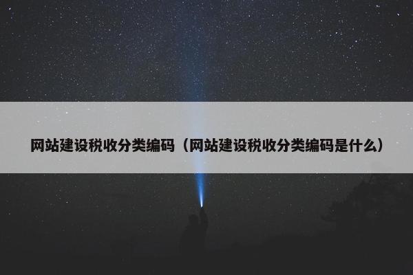 网站建设税收分类编码（网站建设税收分类编码是什么）