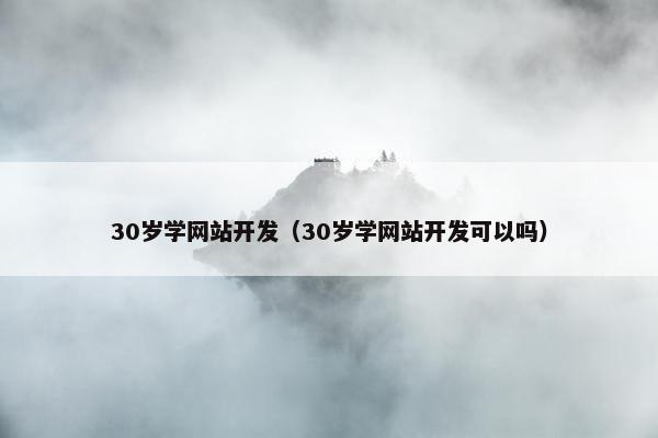 30岁学网站开发（30岁学网站开发可以吗）