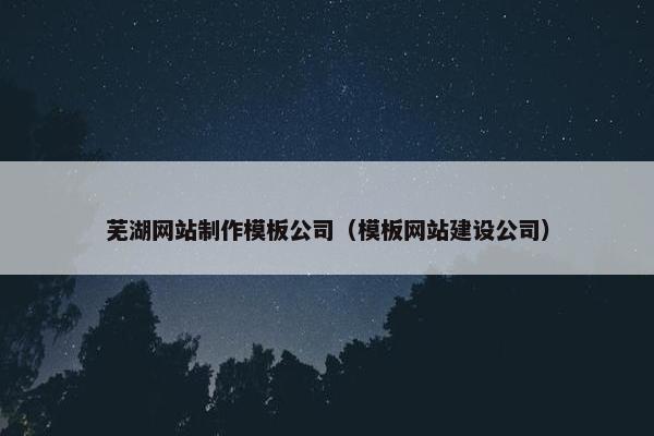 芜湖网站制作模板公司（模板网站建设公司）