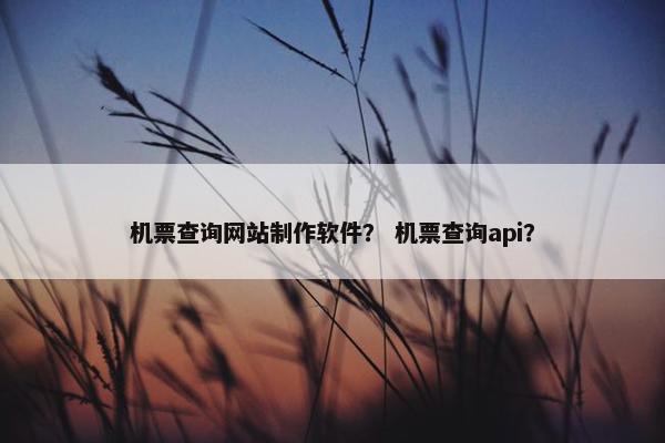 机票查询网站制作软件？ 机票查询api？