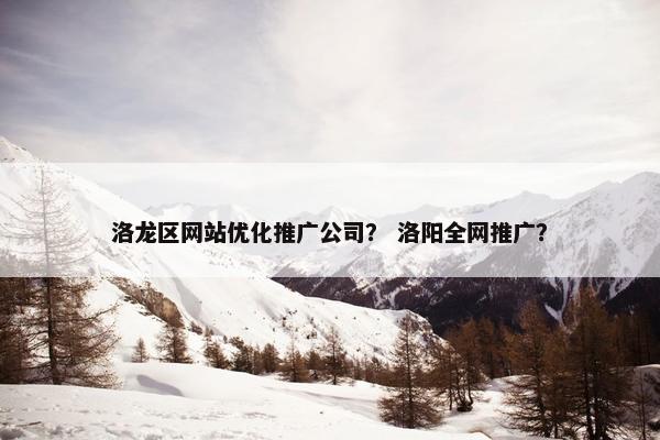 洛龙区网站优化推广公司？ 洛阳全网推广？