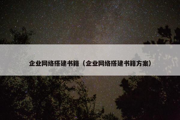 企业网络搭建书籍（企业网络搭建书籍方案）