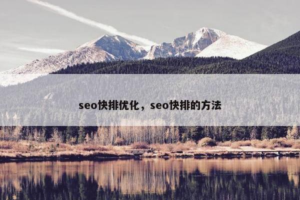 seo快排优化，seo快排的方法