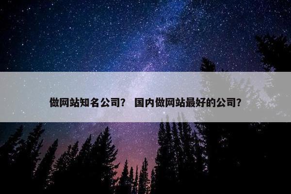 做网站知名公司？ 国内做网站最好的公司？