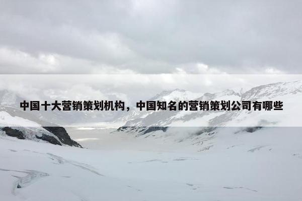 中国十大营销策划机构，中国知名的营销策划公司有哪些